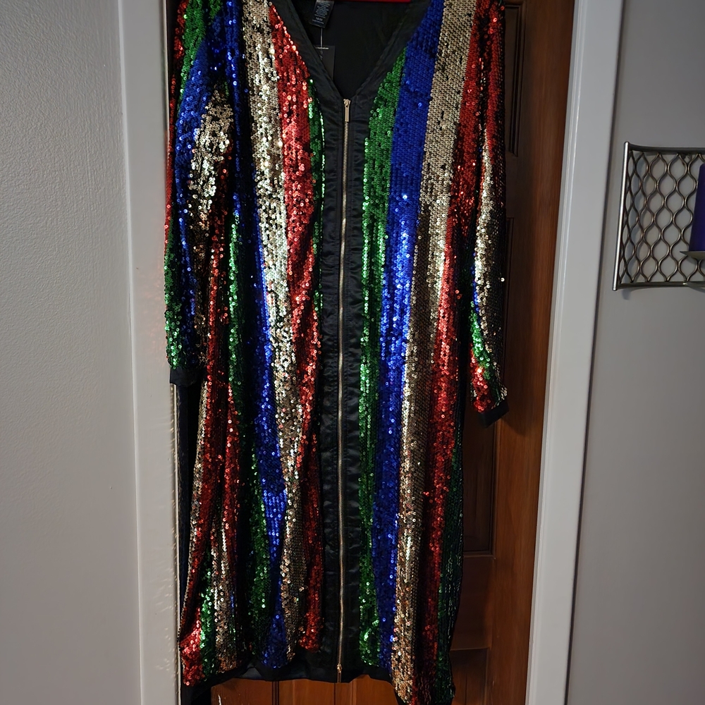 Ashley Stewart Multicolor Sequin Midi Dress